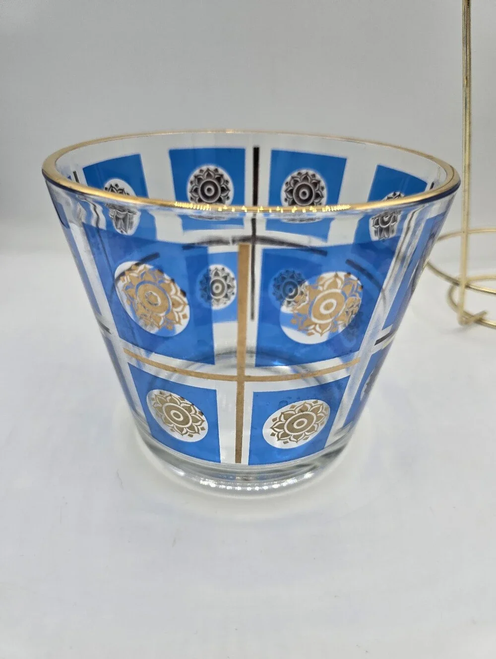 Vintage Jeannette Blue & 22K Gold Ice Bucket | MCM